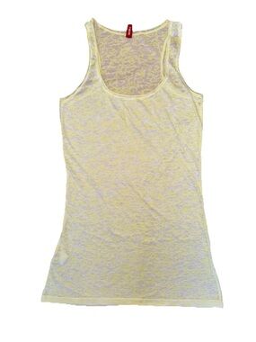 Women’s XS Yellow Tunic Burnout Top Sleeveless Cotton BLend Stretch See-through